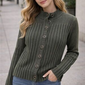 DENIM & CO Olive Green Cardigan NWOT